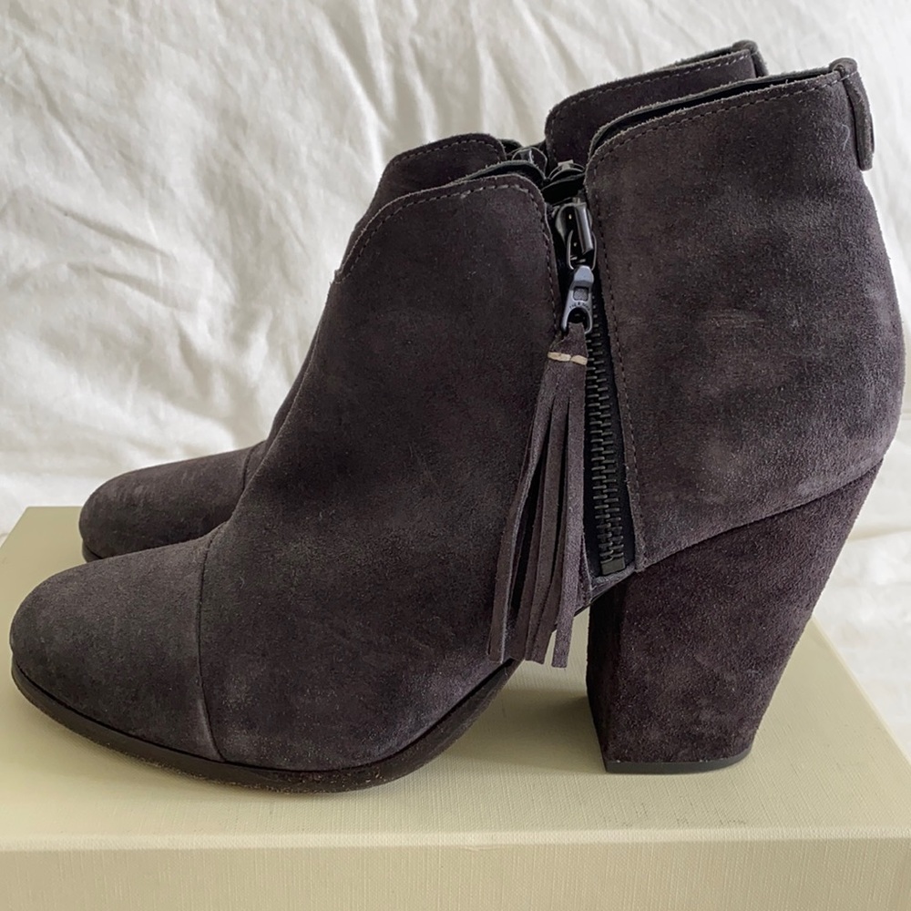 Rag & Bone Margot Gray Fringe Suede Booties
